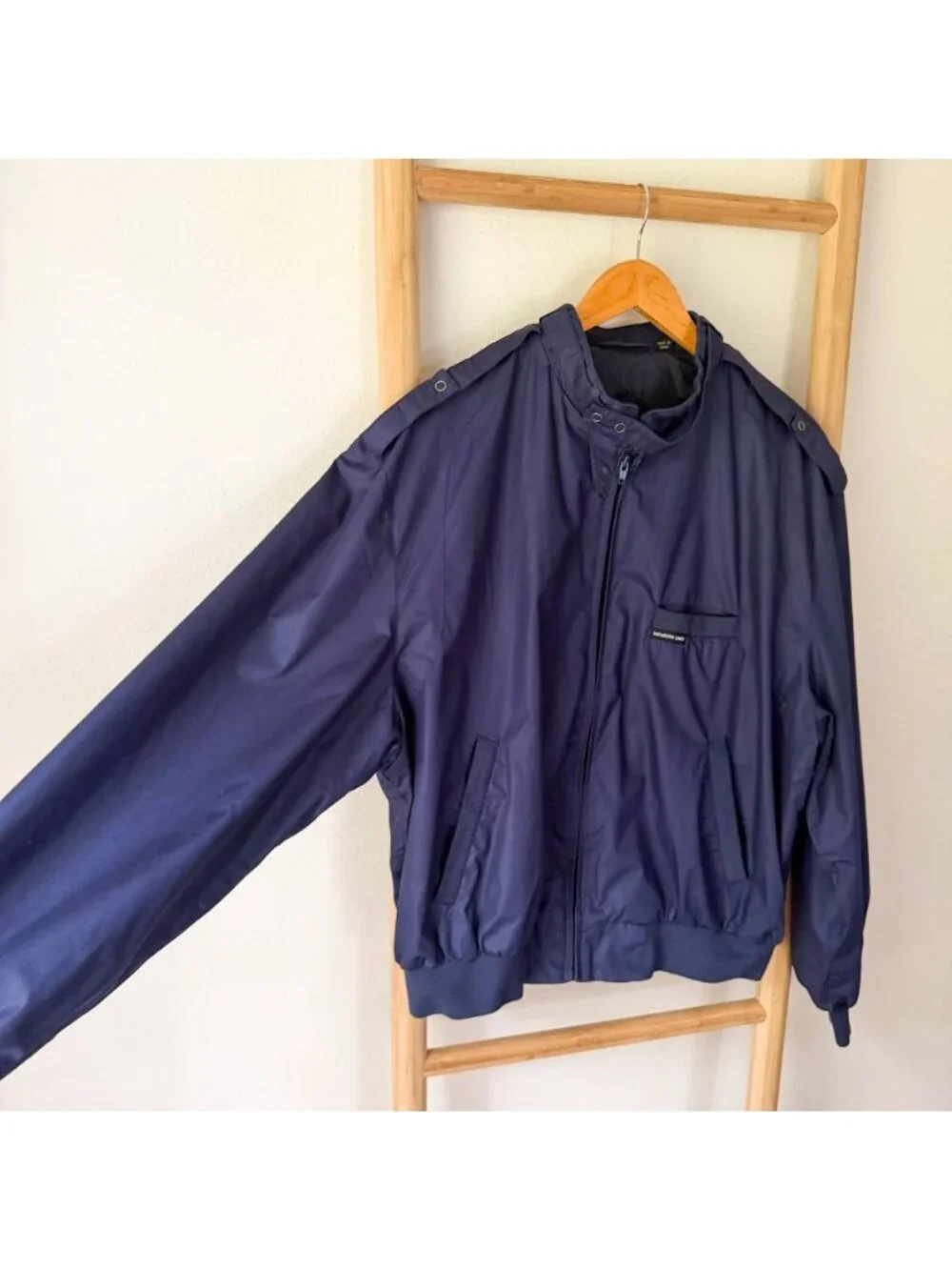 Members Only Classic Iconic Racer Bomber Jacket Navy Blue XL